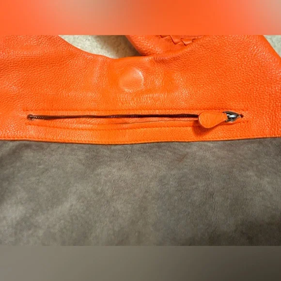 BOTTEGA VENETA 1Cervo Deerskin Large Hobo, Tangerine - Picture 13 of 14